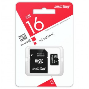 Карта памяти microSD 16 GB SmartBuy Class 10 UHS-1 (с адаптером SD)